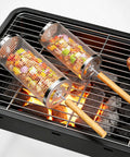 Two Pack Stainless Steel Grill Basket With Removable Beech Wood Handle For Vegetables Shrimp And Fish Portable Camping BBQ Grilling Net