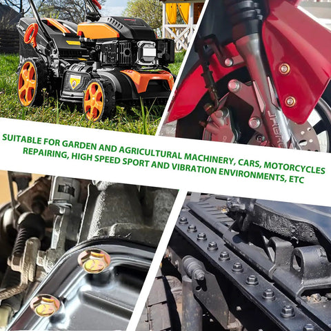 568 Piece SAE Bolt and Nut Assortment Kit 1/4 5/16 3/8 1/2 Inch, suitable for various repairs in garden and automotive contexts.