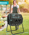 43 Gallon 163L Dual Chamber Compost Tumbler With Sliding Doors And Stable Metal Frame in garden setting