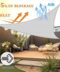 Light Grey Triangle Shade Sail 10x10x10 For Backyard Patio Pergola Garden Deck, Breathable UV Blocking Canopy shown installed outdoors.