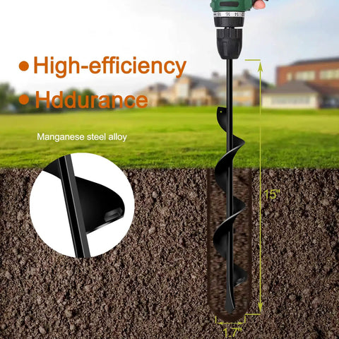 Post Hole Auger For Garden And Fence Posts Heavy Duty 8 Inch By 31.5 Inch Deep Earth Digger Drill Bit with 0.79 Inch Inner Shaft in soil