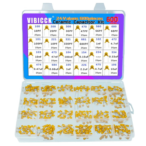 Bad Boy Multilayer Monolithic Ceramic Capacitor Assortment Kit Boasting 24 Killer Values With 600 Total Pieces displayed in organized compartments.