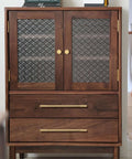 No Nonsense Solid Brass Cabinet Pulls With Sleek Brushed Gold Finish on wooden cabinet with glass doors, 11 1/4 Inch Center Spacing.