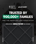 MegaFilter 14x24x1 Air Filter MERV 13 Activated Carbon with trust message by American Lung Association