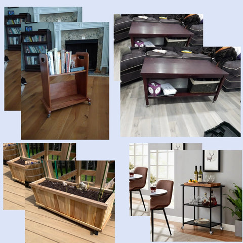 Four Pack Swivel Stem Casters With One Inch TPR Silent Wheels installed on various furniture pieces for mobility.