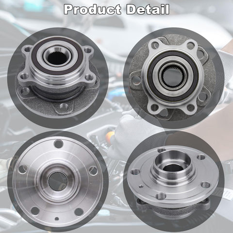 Two Front And Rear Wheel Hub Bearing Assemblies 513253 Direct Replacement Kit for VW Beetle Golf Jetta Passat Tiguan and Audi