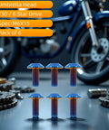 Badass Lightweight Titanium Bolts M6x15 Umbrella Head Star Drive Burnt Blue Six Piece Set for Bicycle Motorcycle and Car Setup