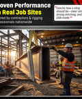 Construction workers using Nylon Sling Sleeve Wear Pad For Lifting Slings 2 Inch Made In USA Hook And Loop Closure.