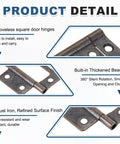 Close up of Hella Sturdy 3 Pack Non Mortise Door Hinges Two By One Inch Bifold Butts with robust iron build and refined surface.