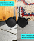 4 Pack M8 Grip Neck Stem Caster Wheels 1.5 Inch Swivel Castors with Locking Brakes on various floor types, hardwood and carpet.
