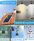 Solar Pendant Lights Outdoor Indoor 3 Color Dimmable With Remote Control, IP65 Waterproof Gazebo Lighting charging and in use