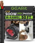 50 Ft 14/4 Gauge SOOW Portable Power Cable 600V Heavy Duty Flexible Rubber Lead For Generators Motors Welders EV Chargers Outdoor Industrial Use In Harsh Environments Tough As Nails