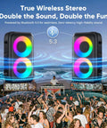 Karaoke Machine For Adults And Kids Portable Bluetooth Speaker With Two Wireless Mics TWS Mode LED Light 15W PA System
