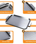 Grill Pan Set Of 2 Stainless Steel Perforated Grilling Baskets With Handles For Outdoor BBQ Barbecue Accessories Topper shown