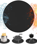 Round Fire Pit Mat 47In Fireproof Deck Protector For Under Fire Pits Bonfire Compatible with fire and water resistance graphic.
