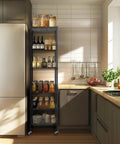 Heavy Duty 6 Tier Wire Shelving Unit Rolls Flat On Smooth Casters, 18X18X72 Inch Adjustable Black Metal Rack in kitchen