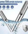 Marine Grade 316 Stainless Steel Railing hardware in water for 50 Pack 316 Marine Grade Stainless Steel Invisible Cable Railing Kit For 1/8 Inch Rope Seamless Deck Gate And Balcony Terminal Anchors Pro Grade Rock Solid Hardware.
