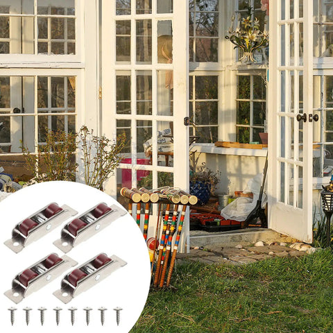 Heavy Duty Stainless Steel Double Roller Sash Wheels Four Pack for easy sliding window repair and patio door replacement.