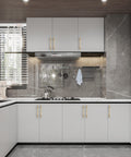 Modern kitchen featuring 10 Pack Brushed Brass Cabinet Pulls 5 Inch Center To Center Solid Zinc Alloy Heavy Duty Hardware.