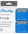 Gen4 Smart Relay Switch 1 Channel 8A With WiFi, Zigbee and Matter, Dry Contacts, 2 Pack, blue relay switches next to packaging box.