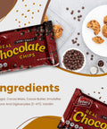 Vegan Semi Sweet Real Chocolate Chips For Baking Three 9 Oz Bags Gluten Free Dairy Free Kosher Parve Low Calorie Chips packaging.