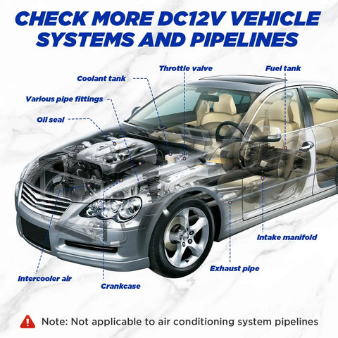 Diagram of vehicle systems showing various pipelines and components for Heavy Duty Vacuum Smoke Leak Detector With Built In Air Pump