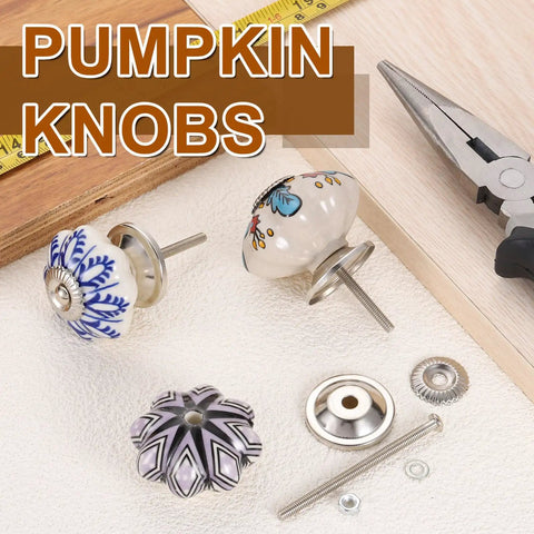Six Piece Vintage Floral Ceramic Pull Knobs Freakin Gorgeous Red Tulip Drawer Handles Hella Durable Rustic Farmhouse Cabinet Hardware Big Time Kitchen Cupboard Decor Upgrade, ceramic pumpkin knobs with floral designs.