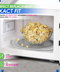16 Inch Microwave Glass Turntable Replacement Plate Fits WB49X10189 GE Microwave with bowl of popcorn inside microwave oven