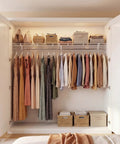 Kick Floor Clutter To The Curb With These Heavy Duty Wall Mounted Closet Shelves Featuring A Ventilated Metal Wire Rack And Sturdy Hanging Rod For Seamless Vertical Organization Setup.