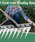 Upgrade Iron Weeding Rake 2.0 With Eight Teeth Manual Weeder for Gardening and Weeding Aids Lawn Dethatching Detachable Garden Tool