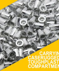 Flat Head Aluminum Rivet Nuts Kit With 110 Pieces In M3 M4 M5 M6 M8 Sizes, shown in a pile, highlighting aluminum alloy texture.