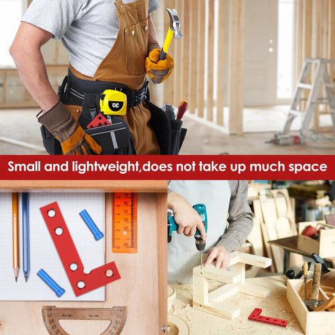 Pocket Sized EDC Precision Right Angle Square For Woodworking With Inch Scale CNC Aluminum Center Finder Tool in use by carpenter
