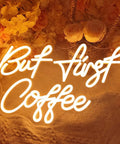 But First Coffee Led Neon Light Sign Usb Powered 5V Warm White Glow For Home Kitchen Office Wall Decor 17 By 10.2 Inch Dimmer Night Light