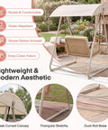 Outdoor Patio Swing Chair With Adjustable Canopy, Heavy Duty Triangular Frame, Single Seat Garden Hammock Swing on patio
