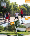 People playing basketball with Backyard Portable Adjustable Basketball Hoop System for Indoor Outdoor Play in playground, park, backyard