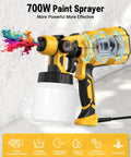 ProGrade 700W Airless Paint Sprayer And Hvlp Spray Gun with four nozzles and a 1200ml cup for efficient painting.