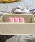Totally Legit High Capacity Nonwoven Underwear And Sock Organizer Boxes with pink lace holders for laundry sorting.