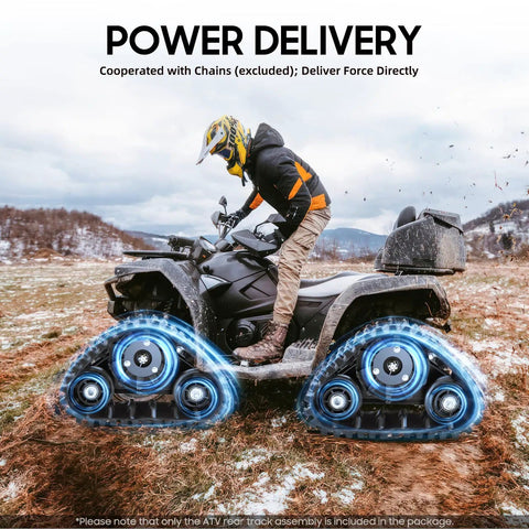 Heavy Duty Rear Axle Track Kit For Quad Go Karts And Snow Machines 600mm 23 Inch Snow Sand Track Assembly installed on ATV