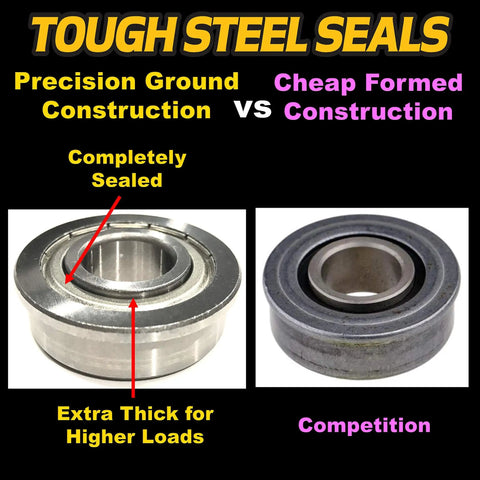 Super Duty Front Wheel Caster Bearings 4 Pack 539112660 Precision Ground comparison of sealed construction to cheaper alternatives.