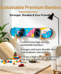 Universal Skateboard And Snowboard Wall Mount Bamboo Rack For Horizontal Storage Indoor And Outdoor showing blue board and plant decor.