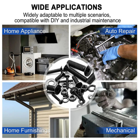 841 Piece M3 Screw Kit With Flat Head Hex Socket Cap Screws 10.9 Grade Alloy Steel in various applications including home appliances