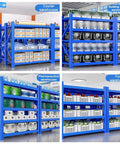 Badass Heavy Duty Garage Shelving Units That Bring Next Level Organization To Your Workshop Setup With Rust Resistant Steel Frames And Massive Weight Capacity To Keep All Your Tools Sorted And Ready To Roll, displayed in various warehouse settings.