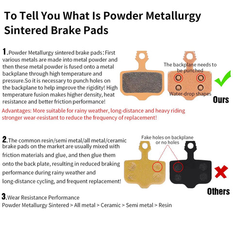 Comparison of powder metallurgy sintered brake pads and resin pads highlighting performance differences