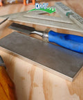 Dia Sharp Diamond Knife Sharpener For Home Chefs Extra Extra Fine Diamond Sharpening Stone Eight Inch on wooden surface