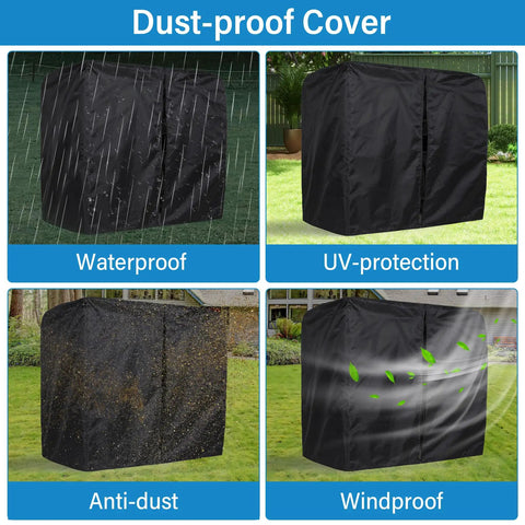 Ultimate Garage Game Changer Heavy Duty Tire Storage Rack Comes With Anti Dust Cover showing waterproof, UV protection, anti-dust features.