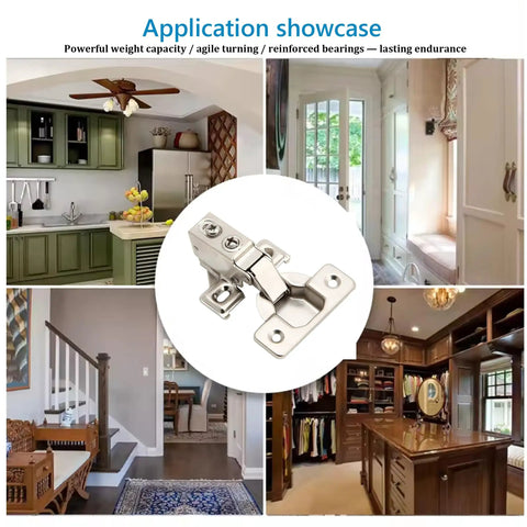 Six Pack Heavy Duty Soft Close Cabinet Door Hinges Face Frame Style With Built In Metal Dampers And Brushed Satin Nickel Finish in kitchen and closet.