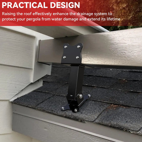 Heavy Duty Pergola Roof Riser Brackets Kit Adjustable Angle 304 Stainless Steel Weatherproof Black Powder Coat For Patio Cover Gazebo Roof Support Beefy Beam Brackets Easy Mount