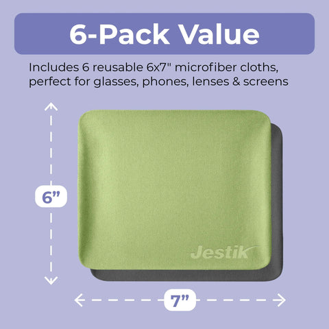 Jestik microfiber cleaning cloth, 6x7 inches, lime green; front view, pack of 6.