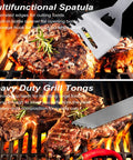 Ultimate 26 Piece Stainless Steel BBQ Grill Tools Set With Storage Bag For Fathers Day Gifts, spatula and tongs grilling meat