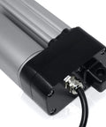 Close-up of Hella Tough 12V IP66 Waterproof Linear Actuator showing stainless steel shaft and connector.